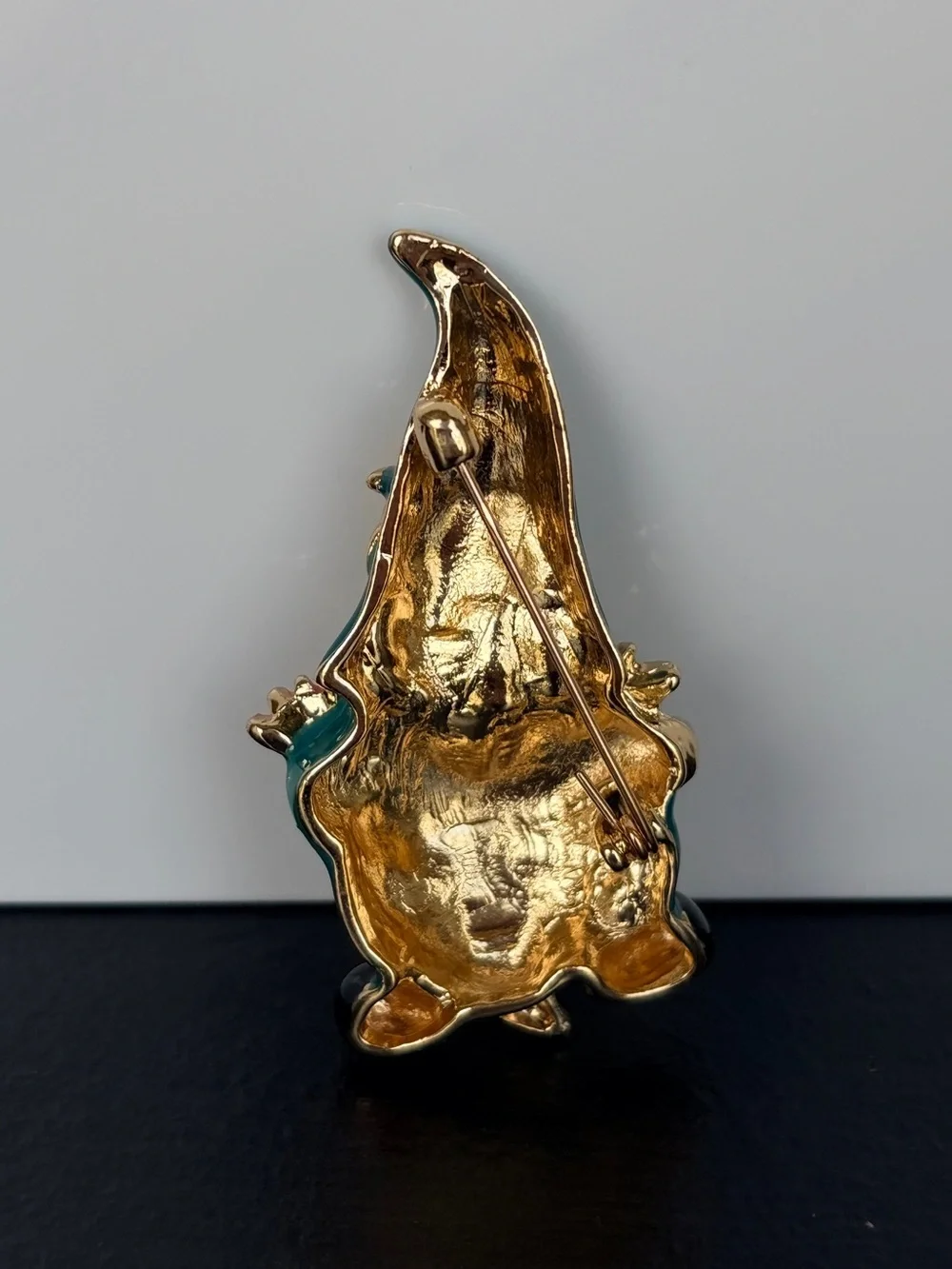 Teal Floral Gnome Enamel Brooch